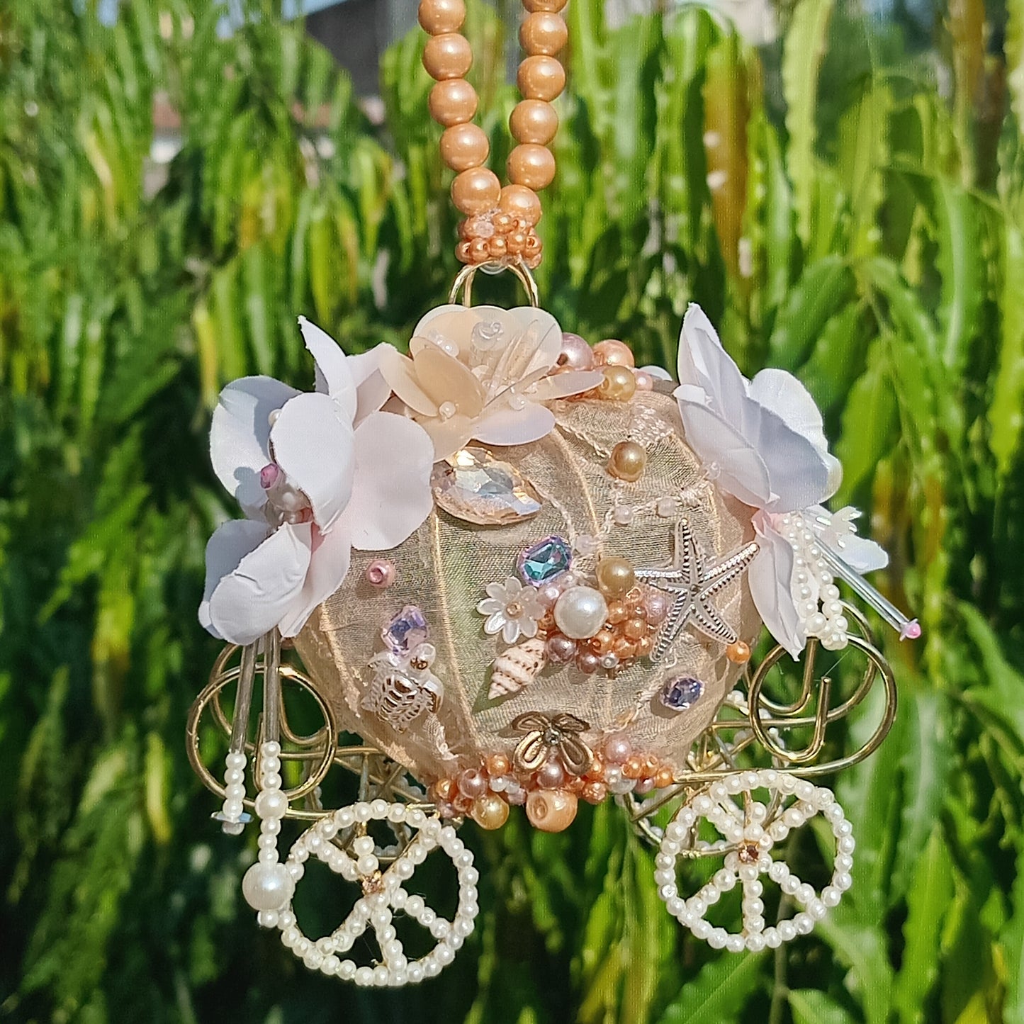 Gold pink Vintage Carrige Bag.